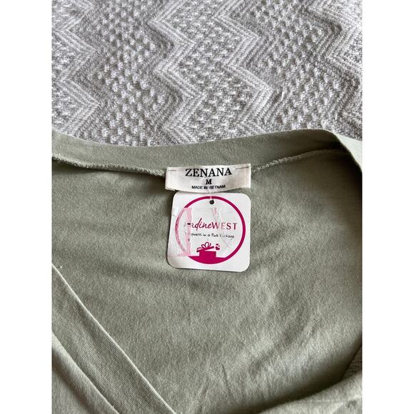 Zenana Cotton Oversized Drop Shoulder Boxy Boyfriend Tee in Lt Sage, size M, NWT - Picture 5 of 10